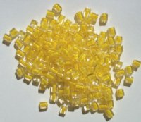 10 grams of 4x4mm Colorlined Opaque Yellow Miyuki Cubes